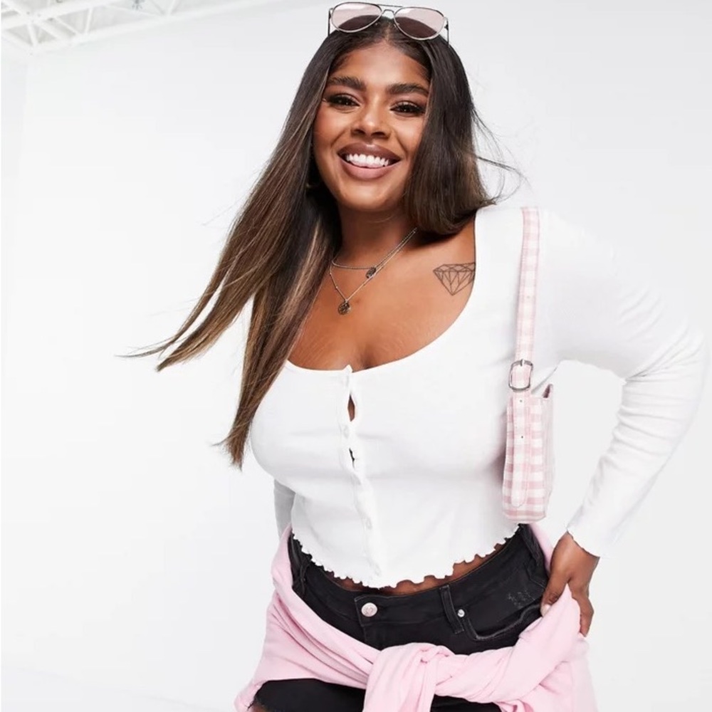 ASOS Curve White Button-Up Top